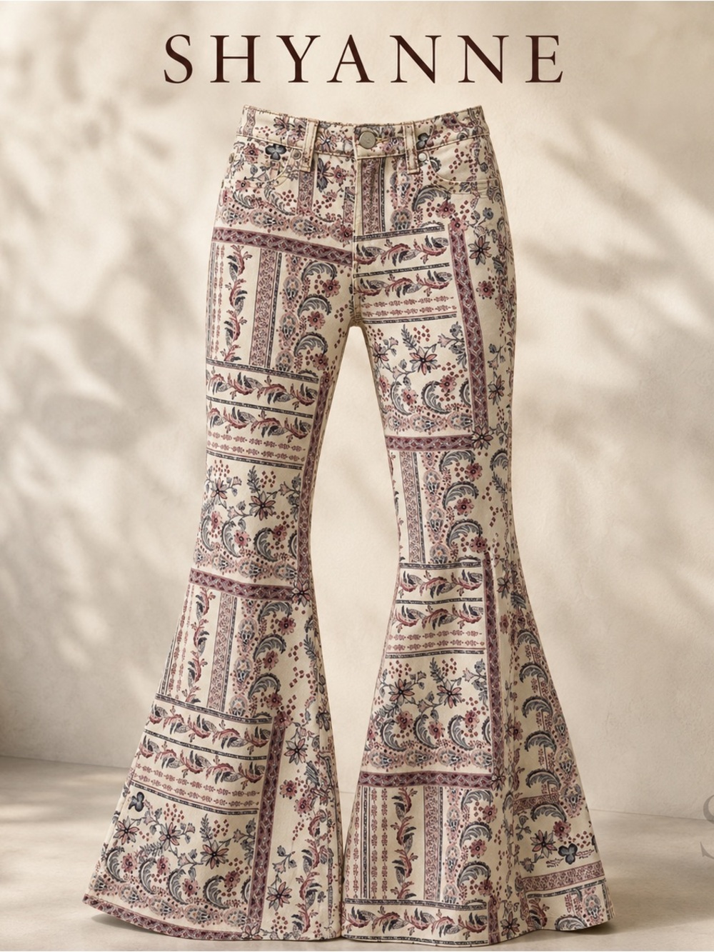 Shyanne High Rise Paisley Americana Print Flare Jeans Women’s 28x34 Boho Western